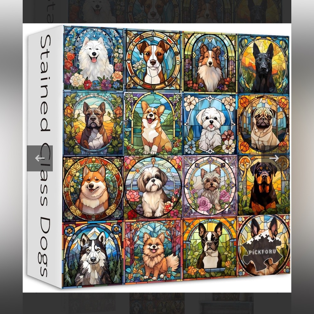 Pickforu stained glass dog puzzle! 1000 piece premium quality